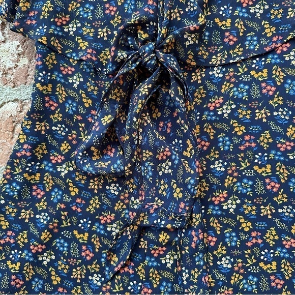 Madewell Cross-Front Mini Dress in Garden Party Liberty Blue Night floral size 0 - Picture 6 of 16